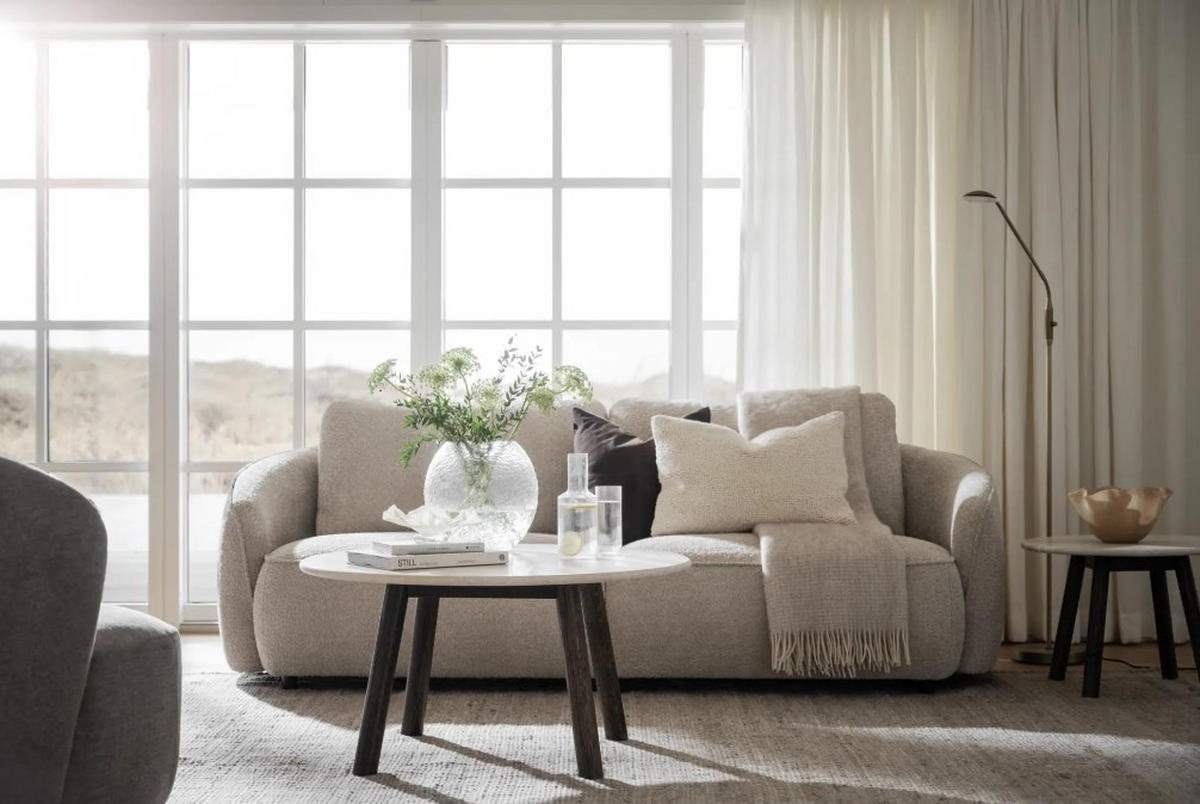 3-SITS SOFFA i beige  - beige/svart, Klassisk, metall/trä (226/80/102cm) - Rowico