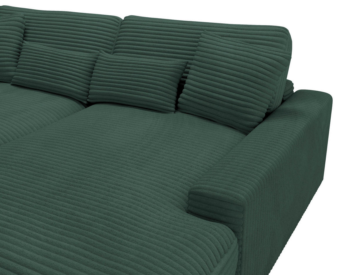 BIGSOFA in Cord Waldgrün  - Waldgrün/Schwarz, Modern, Kunststoff/Textil (230/85/190cm) - Carryhome