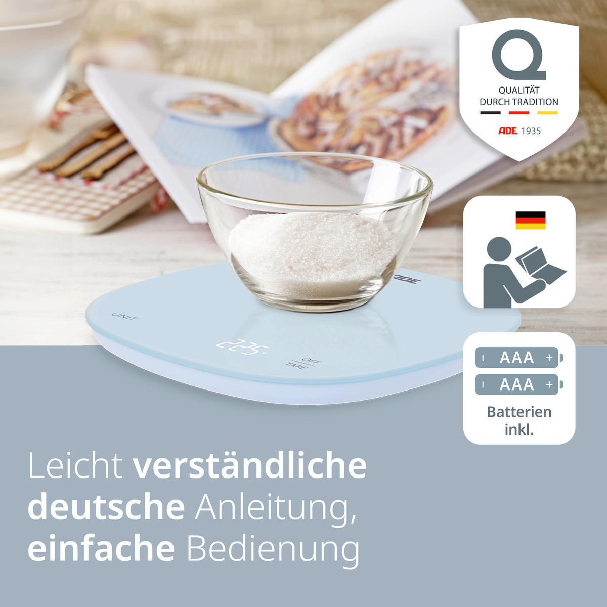 ELEKTRISCHE KÜCHENWAAGE - Flieder, Basics, Kunststoff (18/18/1,9cm) - ADE