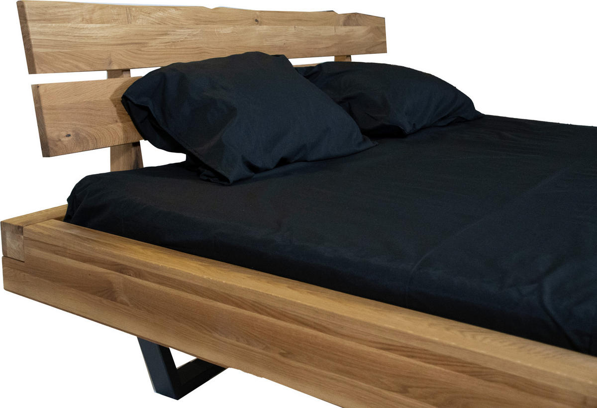 BALKENBETT 140/200 cm  in Eichefarben   - Eichefarben/Schwarz, Natur, Holz/Metall (140/200cm) - Carryhome