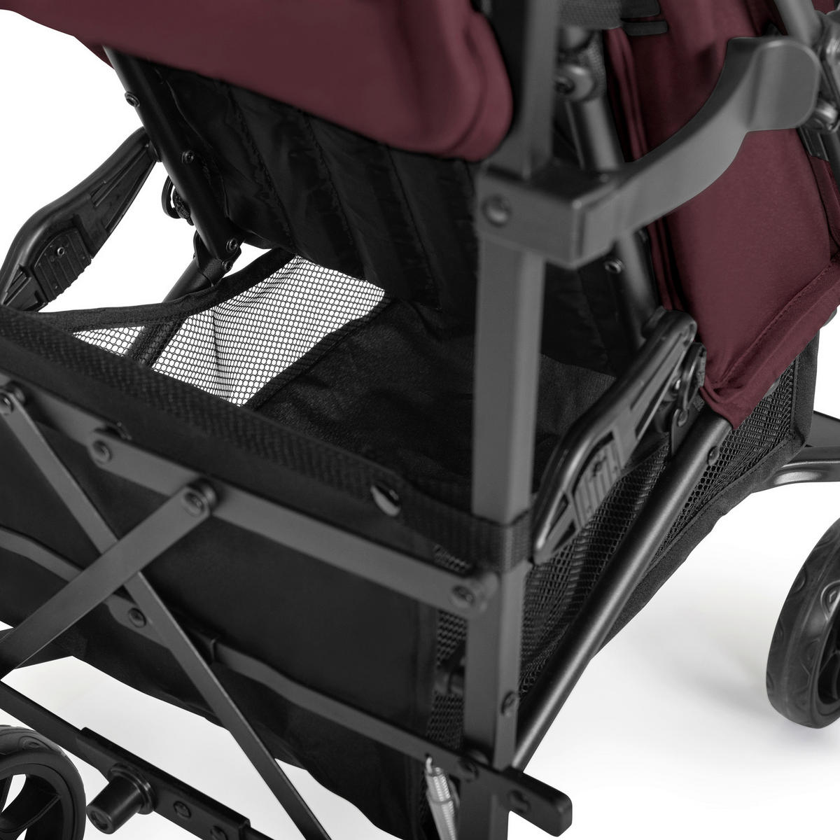 BUGGY Fold N Care  - Beere/Schwarz, Basics, Metall (87/47/107cm) - Hauck