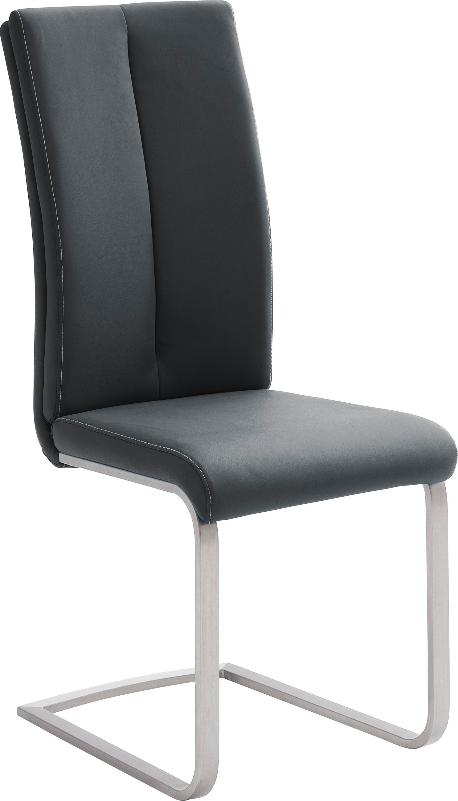 SCHWINGSTUHL  in Edelstahl Lederlook  - Edelstahlfarben/Creme, Design, Textil/Metall (42/104/61cm) - Novel