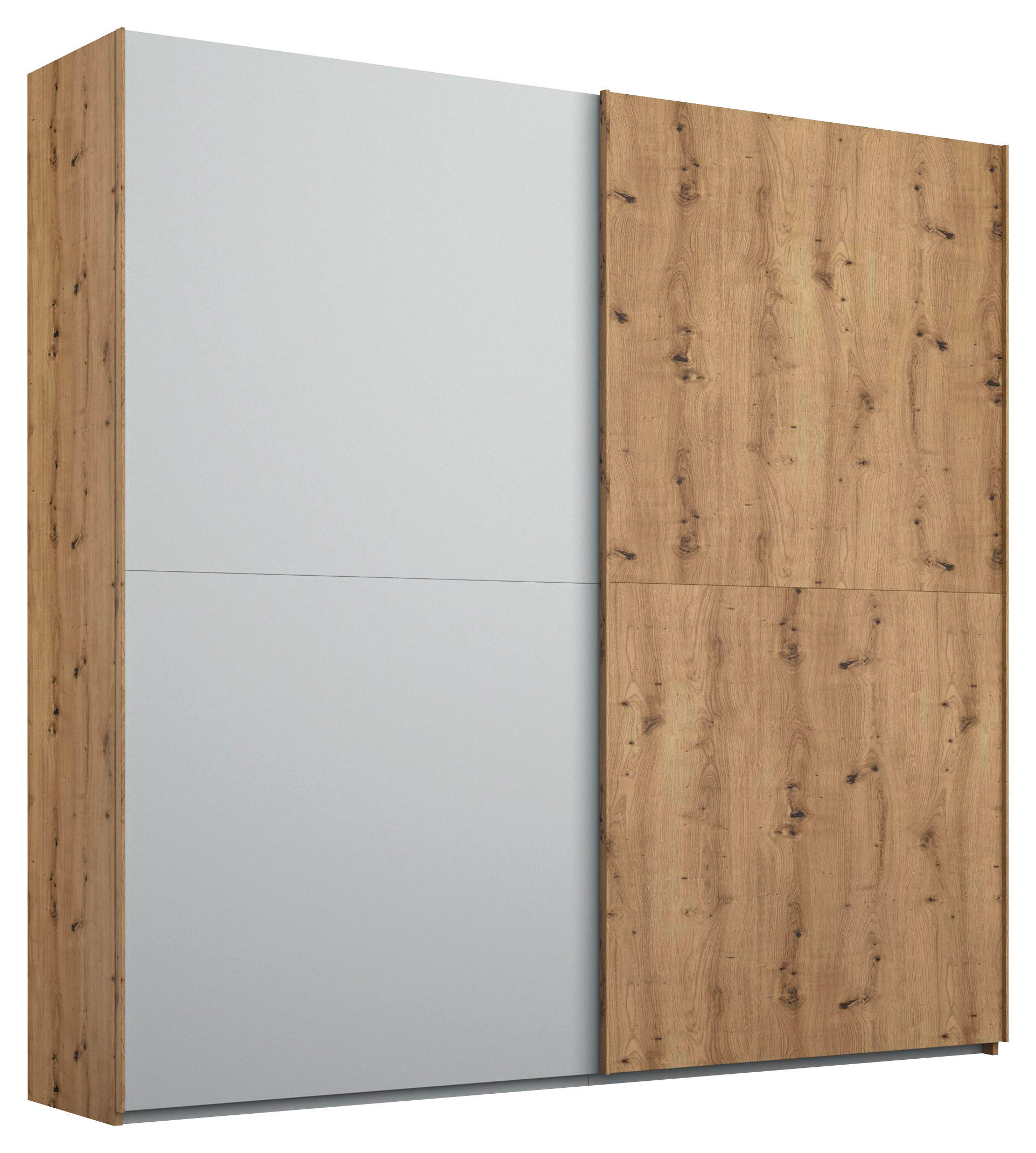 SCHWEBETÜRENSCHRANK 2-türig Grau, Eichefarben  - Eichefarben/Grau, Trend, Holzwerkstoff (201/223/68cm) - Stylife