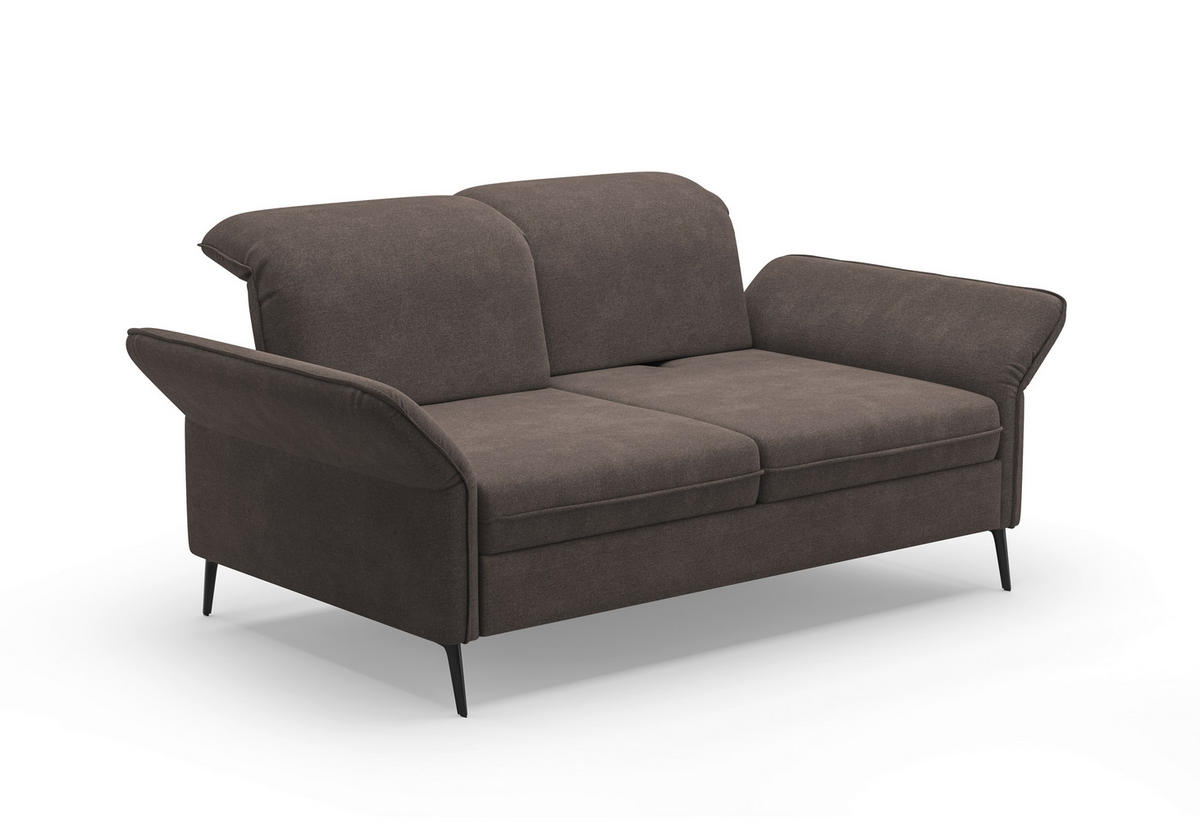 2,5-SITZER in Flachgewebe Graphitfarben  - Schwarz/Graphitfarben, KONVENTIONELL, Textil/Metall (189/92/123cm) - Sit & More