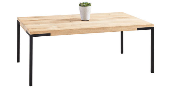 COUCHTISCH Eiche massiv 100/60/33,5 cm rechteckig Schwarz, Eichefarben  - Eichefarben/Schwarz, Design, Holz/Metall (100/60/33,5cm) - Novel