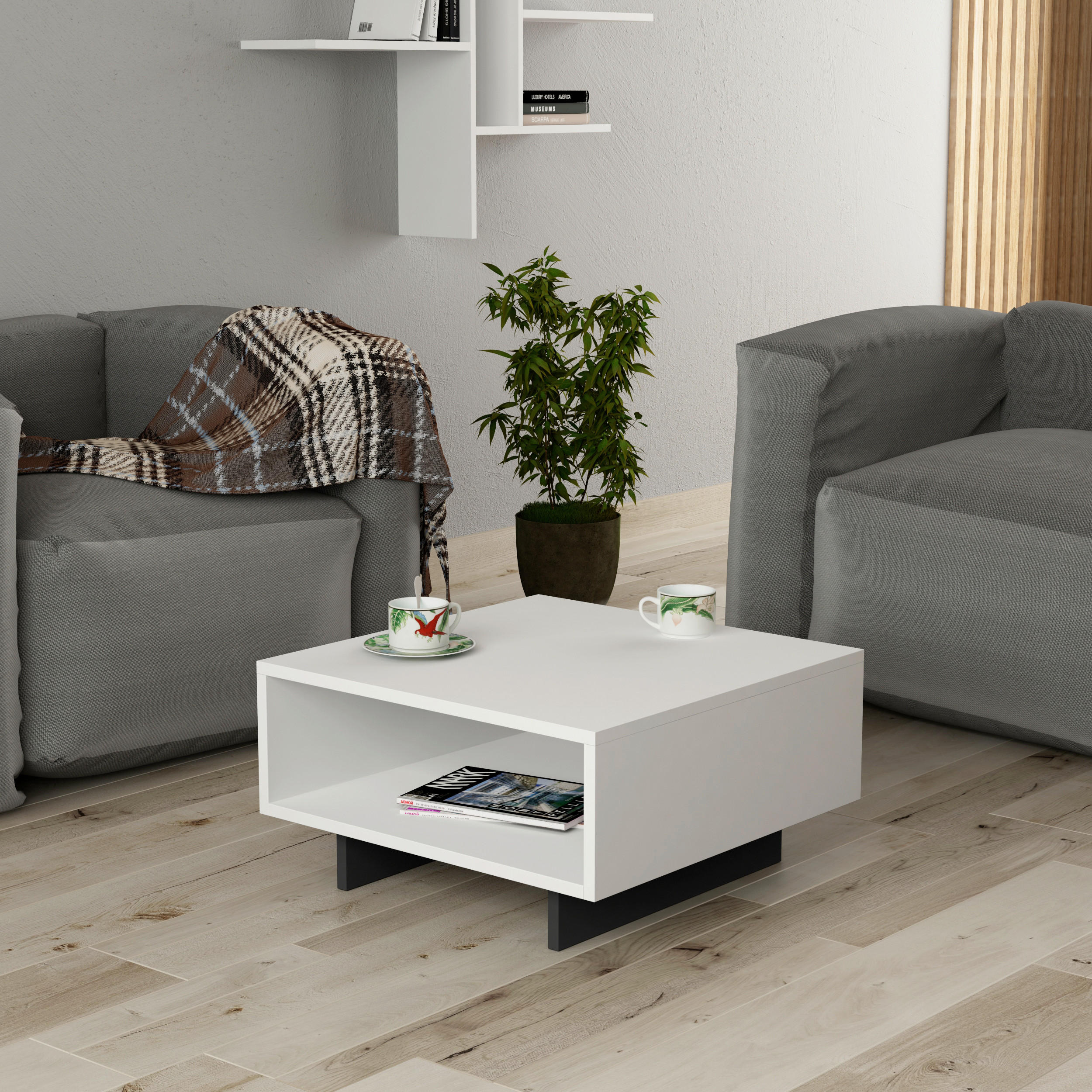 SOFFBORD i trämaterial  - vit/antracit, Design, trämaterial (60/32/60cm) - Livetastic