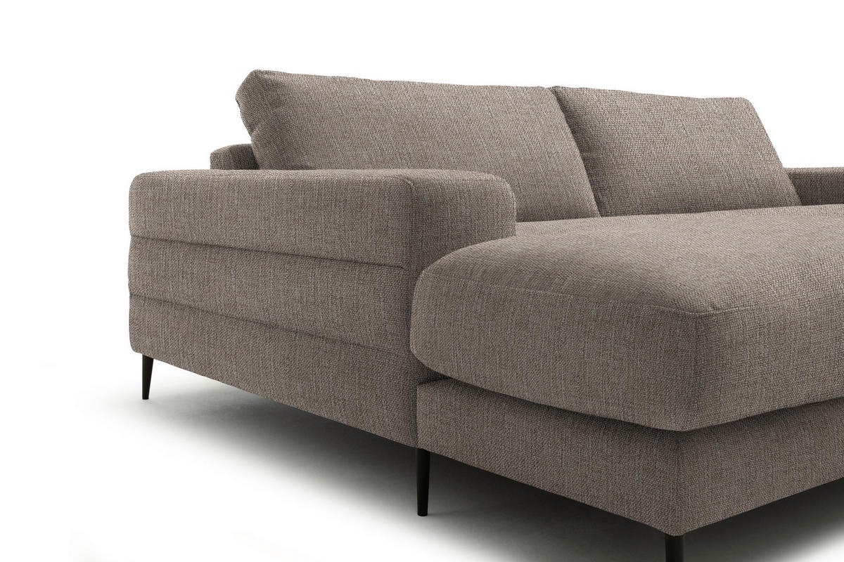ECKSOFA in Flachgewebe Taupe  177/253 cm  - Taupe/Schwarz, Design, Textil/Metall (177/253cm) - Dieter Knoll
