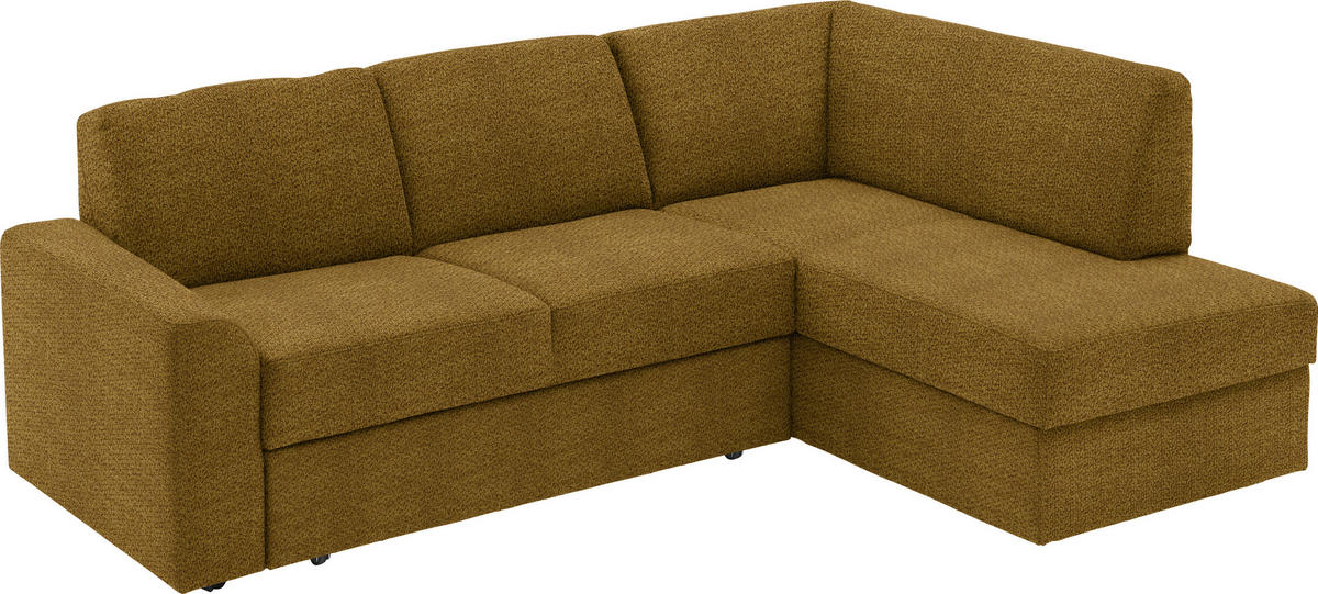 ECKSOFA in Webstoff Dunkelgelb  - Dunkelgelb/Schwarz, Konventionell, Kunststoff/Textil (224/165cm) - Xora