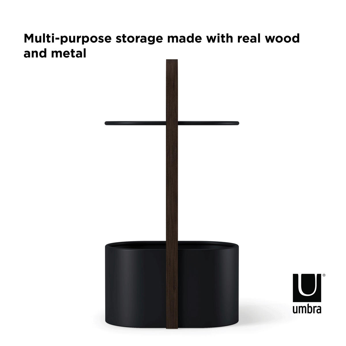 BEISTELLTISCH in Holz, Metall  - Walnussfarben/Schwarz, Design, Holz/Metall (24,1/68,9/35,3cm) - Umbra