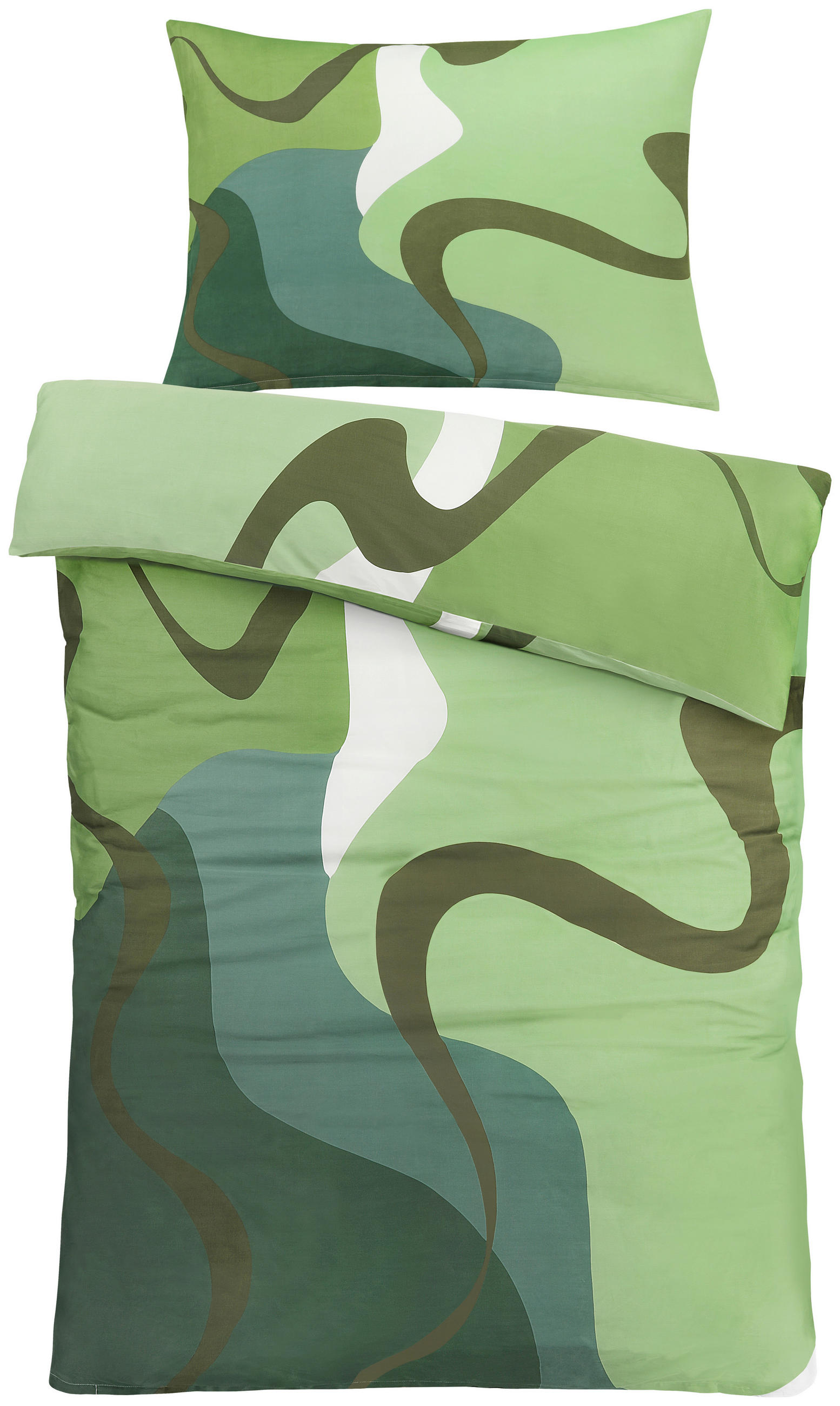WENDEBETTWÄSCHE 2-teilig Satin 140/200 cm  - Dunkelgrün/Salbeigrün, Basics, Textil (140/200cm) - Novel
