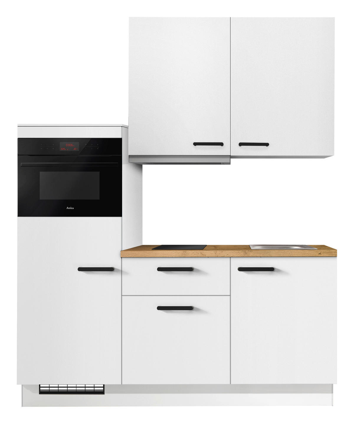 KÜCHENBLOCK 180 cm   in Weiß, Eichefarben  - Eichefarben/Schwarz, Basics, Holzwerkstoff/Metall (180cm) - Impuls