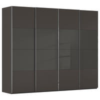 SCHWEBETÜRENSCHRANK 271/223/68 cm,  in Graphitfarben, Schwarz, 4 Tür(en)  - Chromfarben/Graphitfarben, KONVENTIONELL, Glas/Holzwerkstoff (271/223/68cm) - Novel