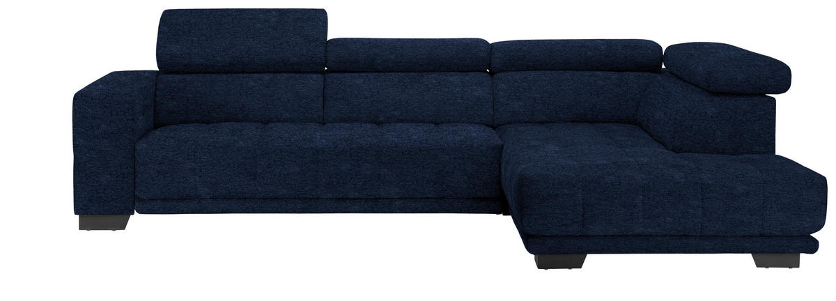 ECKSOFA in Mikrofaser Dunkelblau  - Schwarz/Dunkelblau, Design, Textil/Metall (301/207cm) - Xora