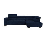 ECKSOFA in Mikrofaser Dunkelblau  - Schwarz/Dunkelblau, Design, Textil/Metall (301/207cm) - Xora