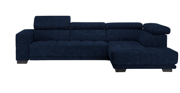 ECKSOFA in Mikrofaser Dunkelblau  - Schwarz/Dunkelblau, Design, Textil/Metall (301/207cm) - Xora