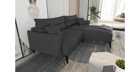 ECKSOFA  in Cord Dunkelgrau  253/180 cm  - Dunkelgrau/Schwarz, KONVENTIONELL, Textil/Metall (253/180cm) - Carryhome