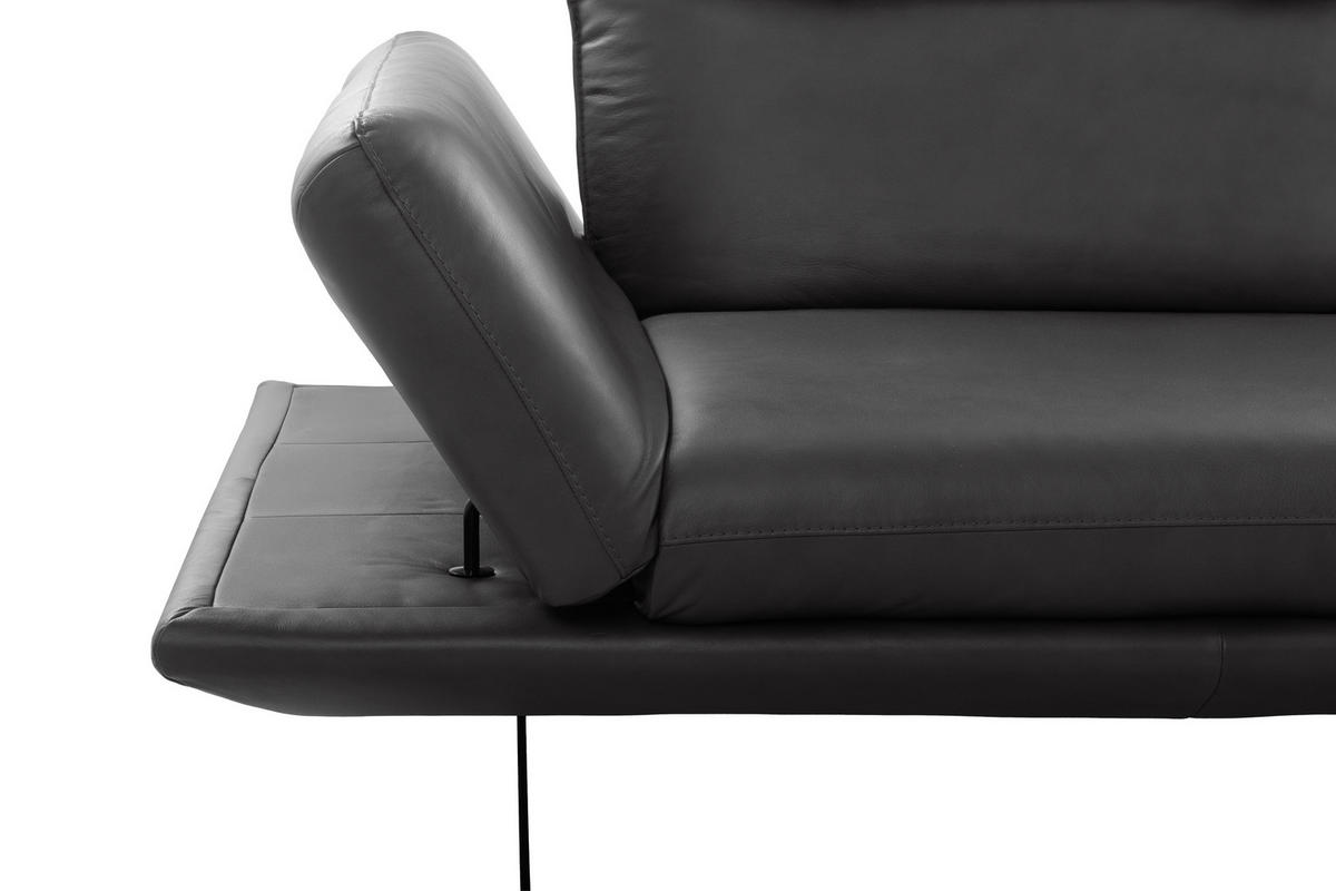 3-SITZER-SOFA 238/95/107 cm  in Echtleder Dunkelgrau   - Dunkelgrau/Schwarz, Design, Leder/Metall (238/95/107cm) - Celina Home