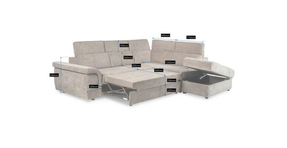 ECKSOFA Grau Flachgewebe  - Schwarz/Grau, KONVENTIONELL, Kunststoff/Textil (280/235cm) - Carryhome