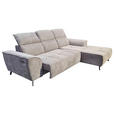 ECKSOFA Taupe Cord  - Taupe/Schwarz, KONVENTIONELL, Textil/Metall (290/196cm) - Carryhome