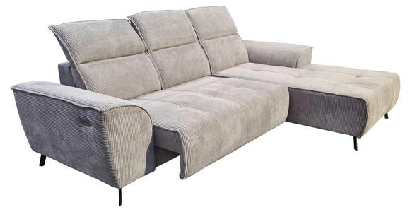 ECKSOFA Taupe Cord  - Taupe/Schwarz, KONVENTIONELL, Textil/Metall (290/196cm) - Carryhome