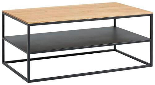 COUCHTISCH Wildeiche massiv 100/60/41,5 cm rechteckig Schwarz, Eichefarben  - Eichefarben/Schwarz, Design, Holz/Metall (100/60/41,5cm) - Johann Jakob