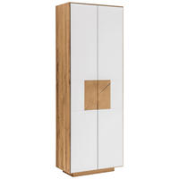 SCHUHSCHRANK Asteiche massiv Weiß, Eichefarben  - Eichefarben/Weiß, MODERN, Glas/Holz (72/198/37cm) - Linea Natura