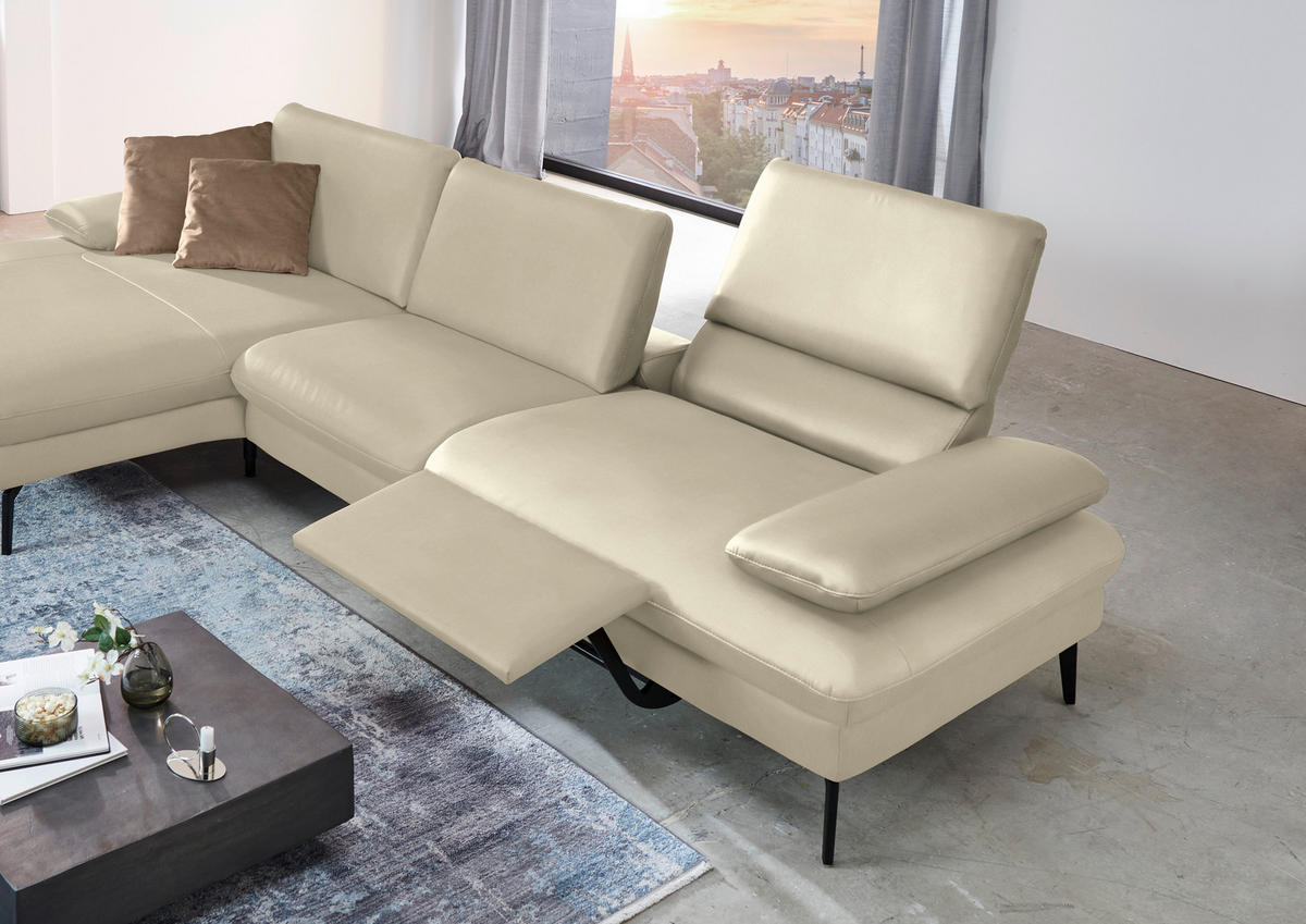 ECKSOFA in Echtleder Naturfarben  157/325 cm  - Schwarz/Naturfarben, Design, Leder/Metall (157/325cm) - Dieter Knoll