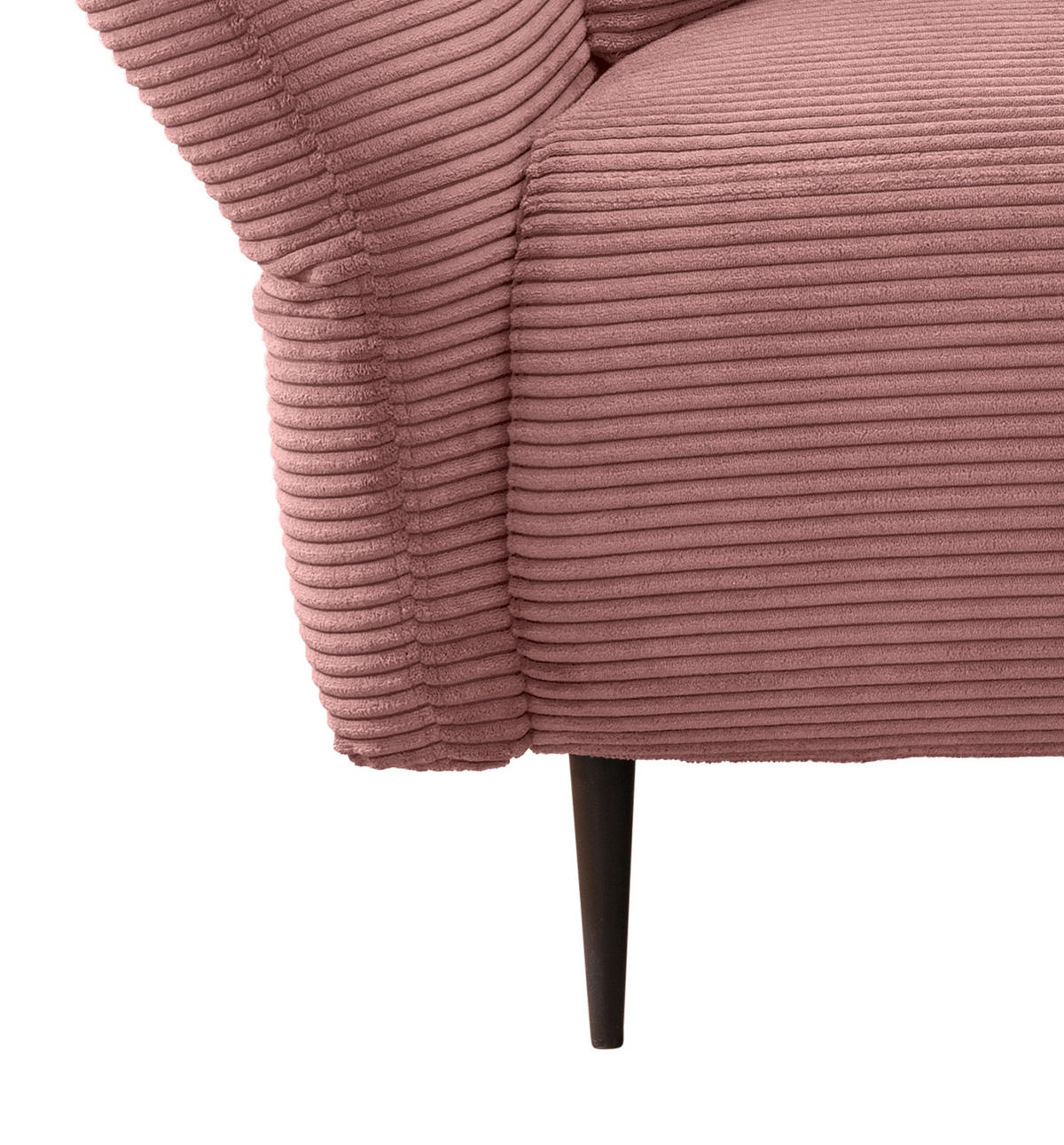 2-SITZER-SOFA in Cord Rosa  - Schwarz/Rosa, Design, Textil/Metall (163/97/102cm) - Livetastic