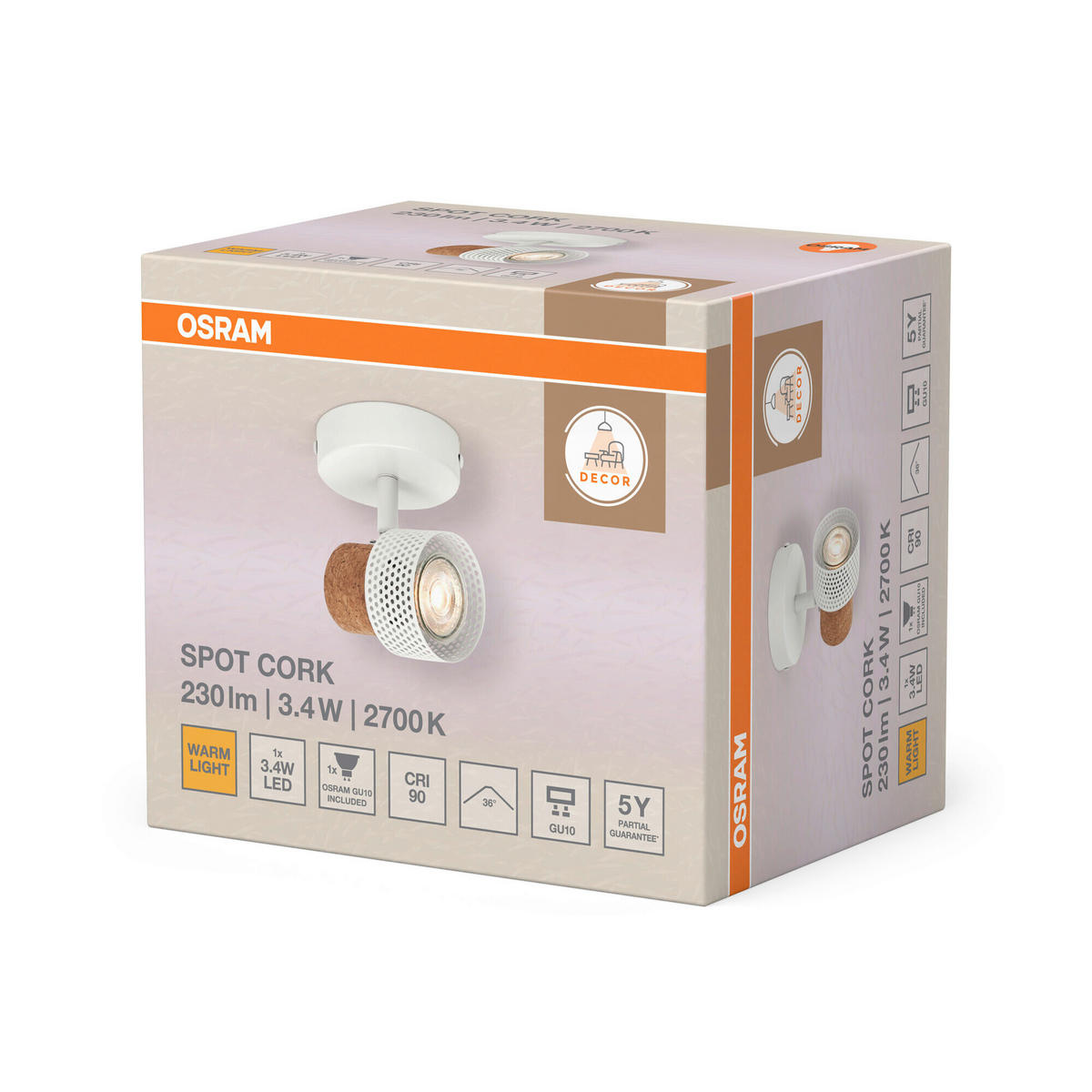 LED-STRAHLER 9/12,6/10,1 cm   - Weiß, Basics, Holz/Metall (9/12,6/10,1cm) - Osram