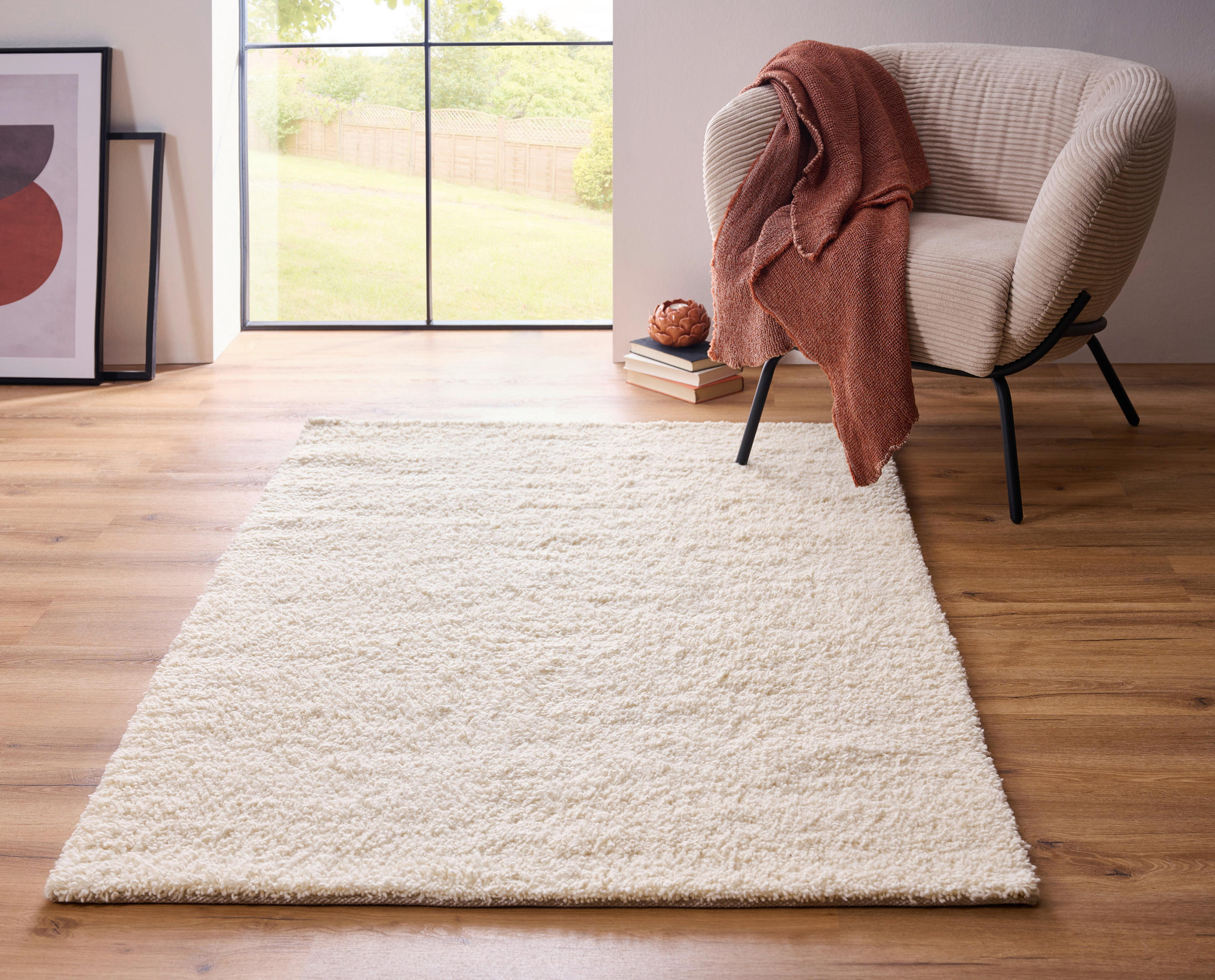 RUČNE TKANÝ KOBEREC, 130/190 cm, krémová - krémová, Natur, textil (130/190cm) - Linea Natura