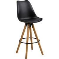 BARHOCKER Lederlook Schwarz, Eichefarben  - Eichefarben/Schwarz, Design, Holz/Kunststoff (48/112/56cm) - Carryhome
