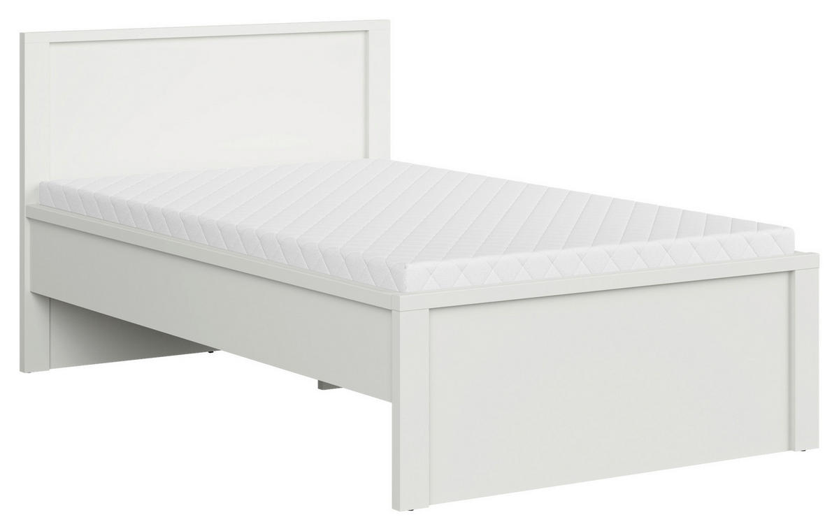 POSTELJA 120 cm   x 200 cm  , leseni material bela  - bela, Moderno, leseni material (120/200cm) - MID.YOU