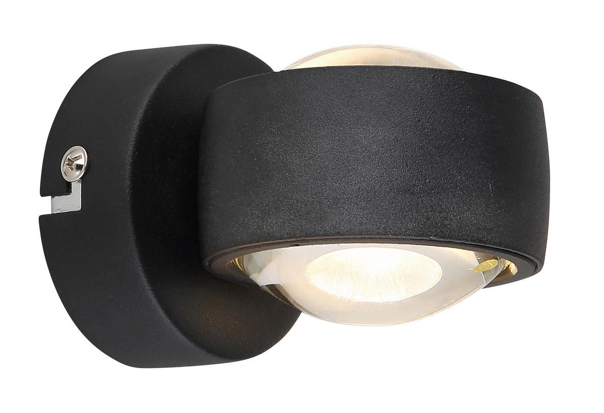 LED-WANDLEUCHTE - Klar/Schwarz, Design, Glas/Metall (7,5/10/7cm) - Globo