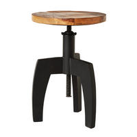 HOCKERHolz, Metall Naturfarben, Schwarz  - Schwarz/Naturfarben, Trend, Holz/Metall (36/48/36cm) - Ambia Home