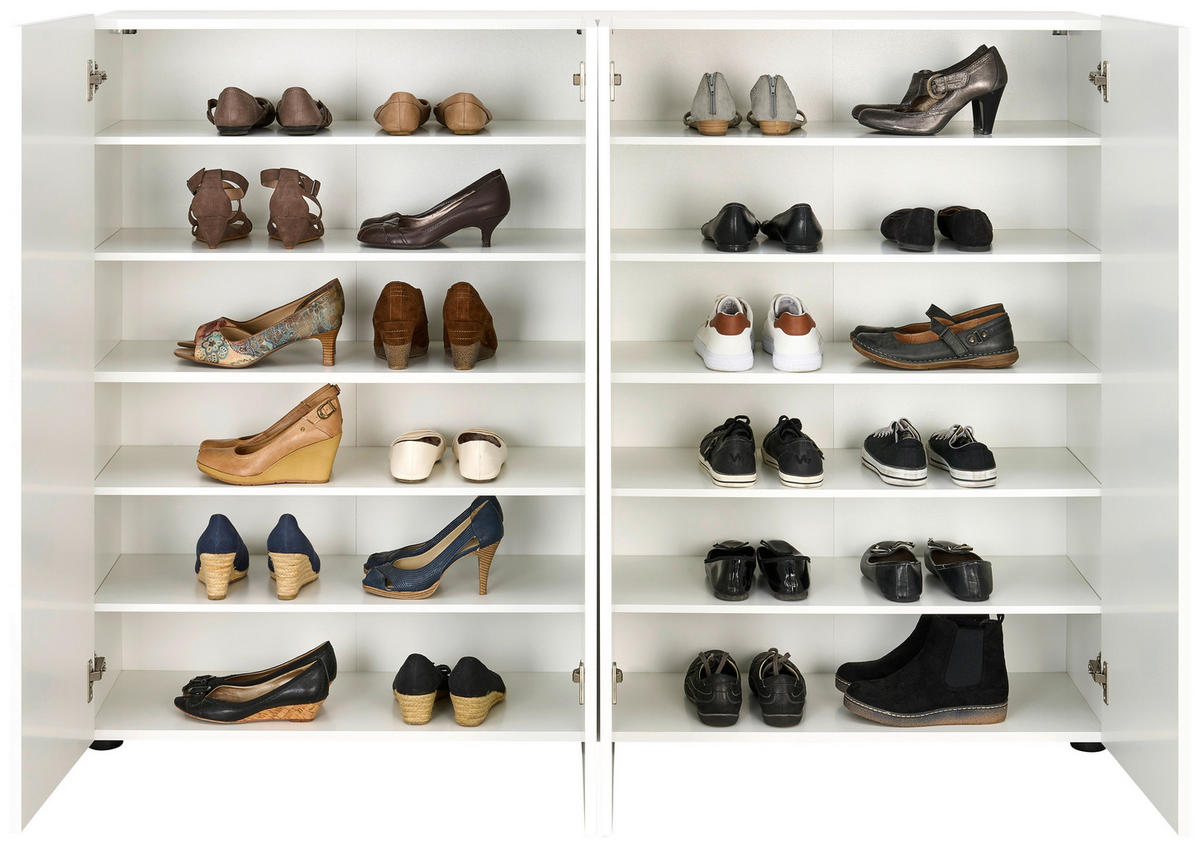 SCHUHSCHRANK Weiß  - Schwarz/Weiß, Design, Holzwerkstoff/Kunststoff (160/115/34cm) - home24