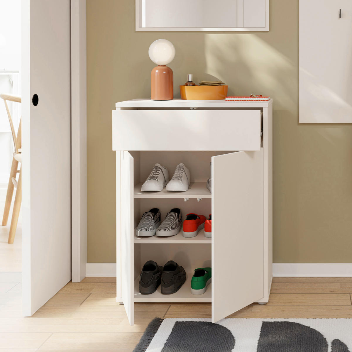 SCHUHSCHRANK Sandfarben  - Sandfarben/Grau, MODERN, Holzwerkstoff/Kunststoff (74,5/99,1/34,9cm) - Carryhome