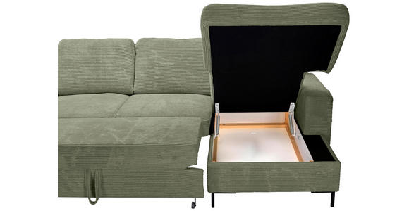 WOHNLANDSCHAFT Salbeigrün Cord  - Salbeigrün/Schwarz, KONVENTIONELL, Textil/Metall (197/303/148cm) - Carryhome