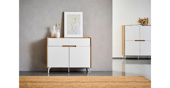 KOMMODE in 110/91/40 cm - Eiche Artisan/Weiß, Design, Holzwerkstoff/Metall (110/91/40cm) - Carryhome