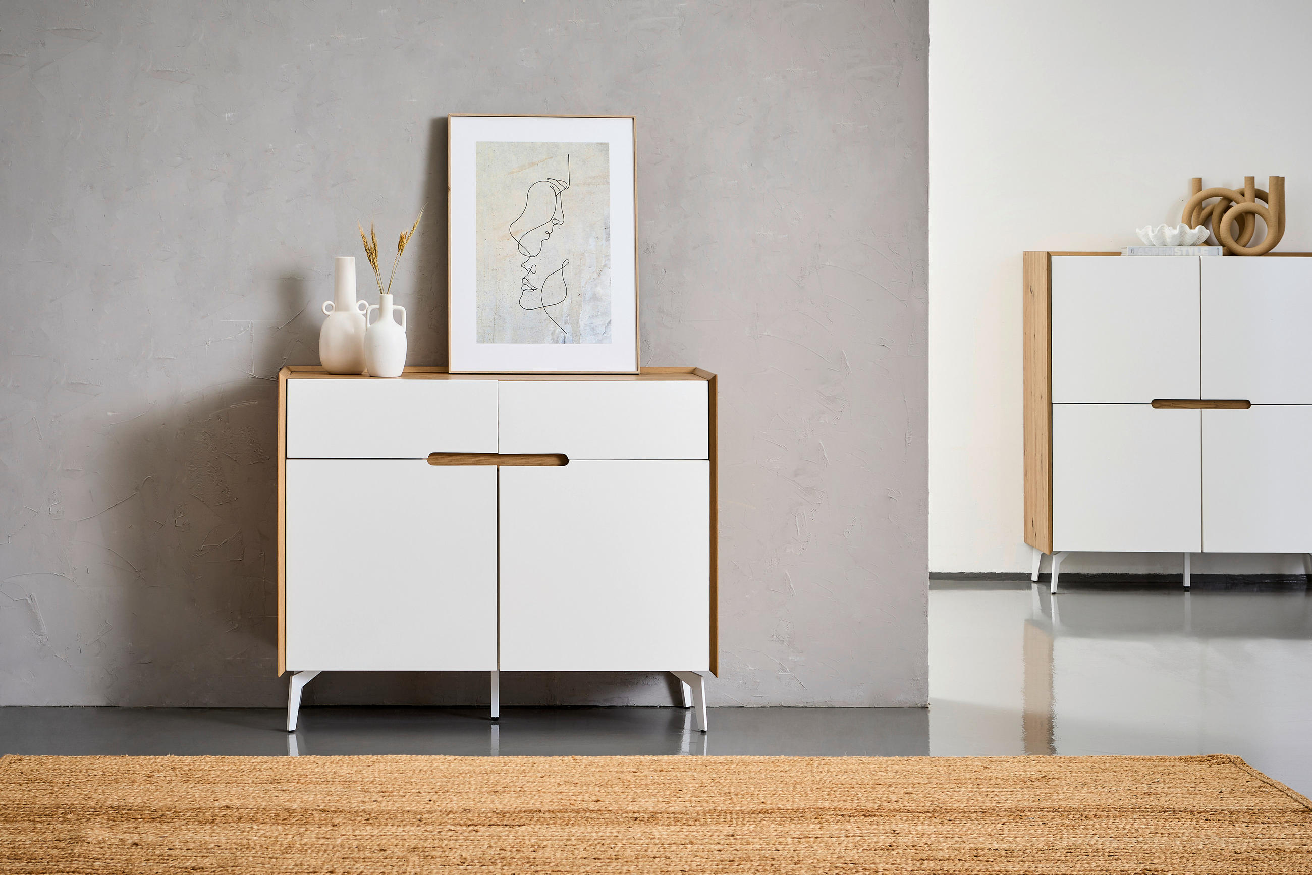 KOMMODE 110/91/40 cm  in Weiss, Eiche Artisan  - Weiss/Eiche Artisan, Design, Holzwerkstoff/Metall (110/91/40cm) - Carryhome
