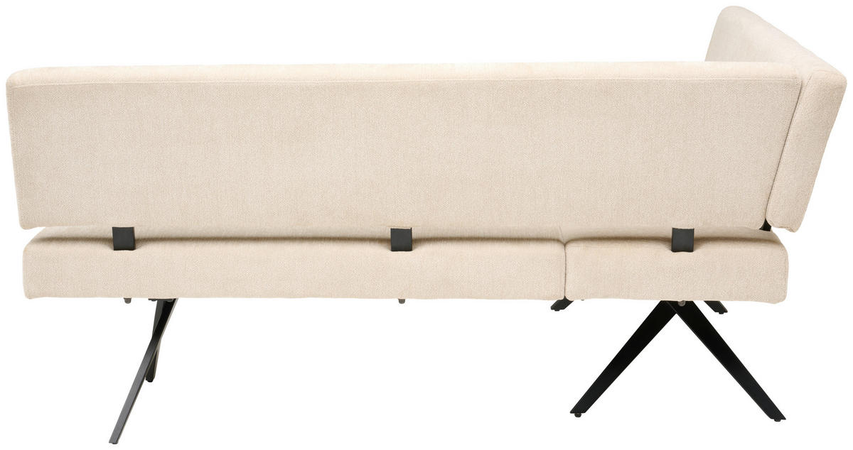 ECKBANK 150/190 cm Leinenoptik Schwarz, Beige   - Beige/Schwarz, KONVENTIONELL, Textil/Metall (150/190cm) - MID.YOU