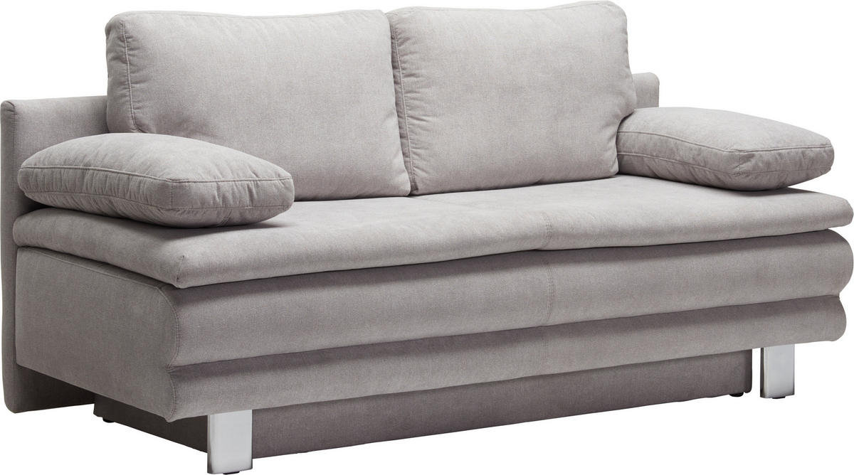 SCHLAFSOFA Chenille Hellgrau  - Chromfarben/Hellgrau, Design, Textil/Metall (194/96/86cm) - Novel