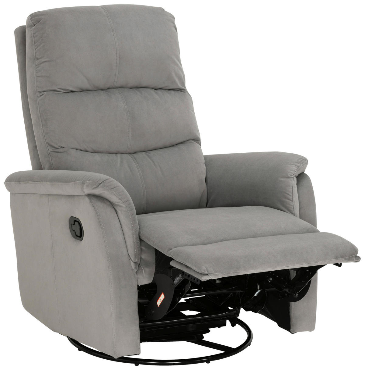FERNSEHSESSEL  mit Samt Grau  - Schwarz/Grau, KONVENTIONELL, Textil/Metall (80/104-85/101-167cm) - MID.YOU