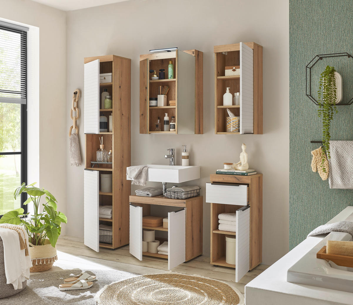 SPIEGELSCHRANK 60/77/17 cm  - Eichefarben, Basics, Glas/Holzwerkstoff (60/77/17cm) - MID.YOU