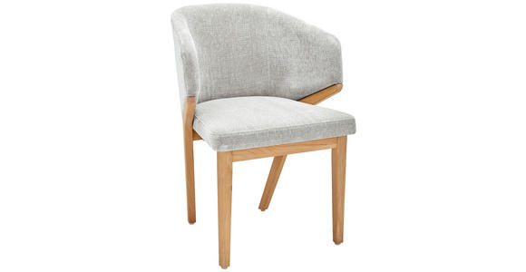 ARMLEHNSTUHL   Chenille  - Eiche Bianco/Creme, KONVENTIONELL, Holz/Textil (60/82/60cm) - Linea Natura