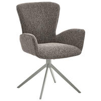 ARMLEHNSTUHL  in Eisen Jacquard, Flachgewebe  - Graubraun/Grau, Design, Textil/Metall (63/92/63cm) - Valdera