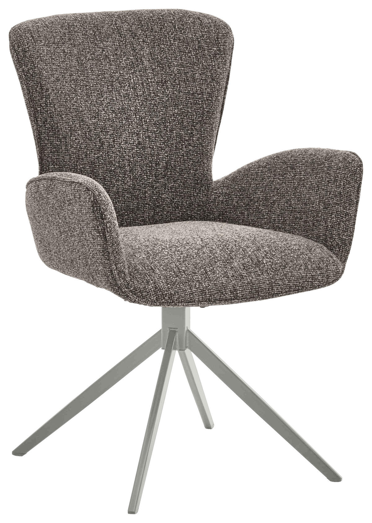 ARMLEHNSTUHL  in Eisen Jacquard, Flachgewebe  - Graubraun/Grau, Design, Textil/Metall (63/92/63cm) - Valdera