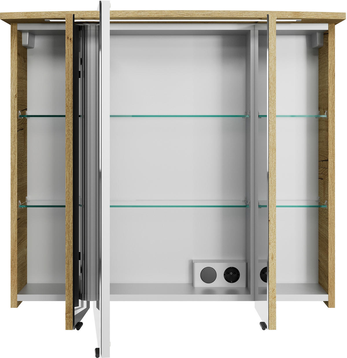 BADEZIMMER 3-teilig  in 84 cm  - Eichefarben/Schwarz, MODERN, Glas/Keramik (84cm) - Sadena