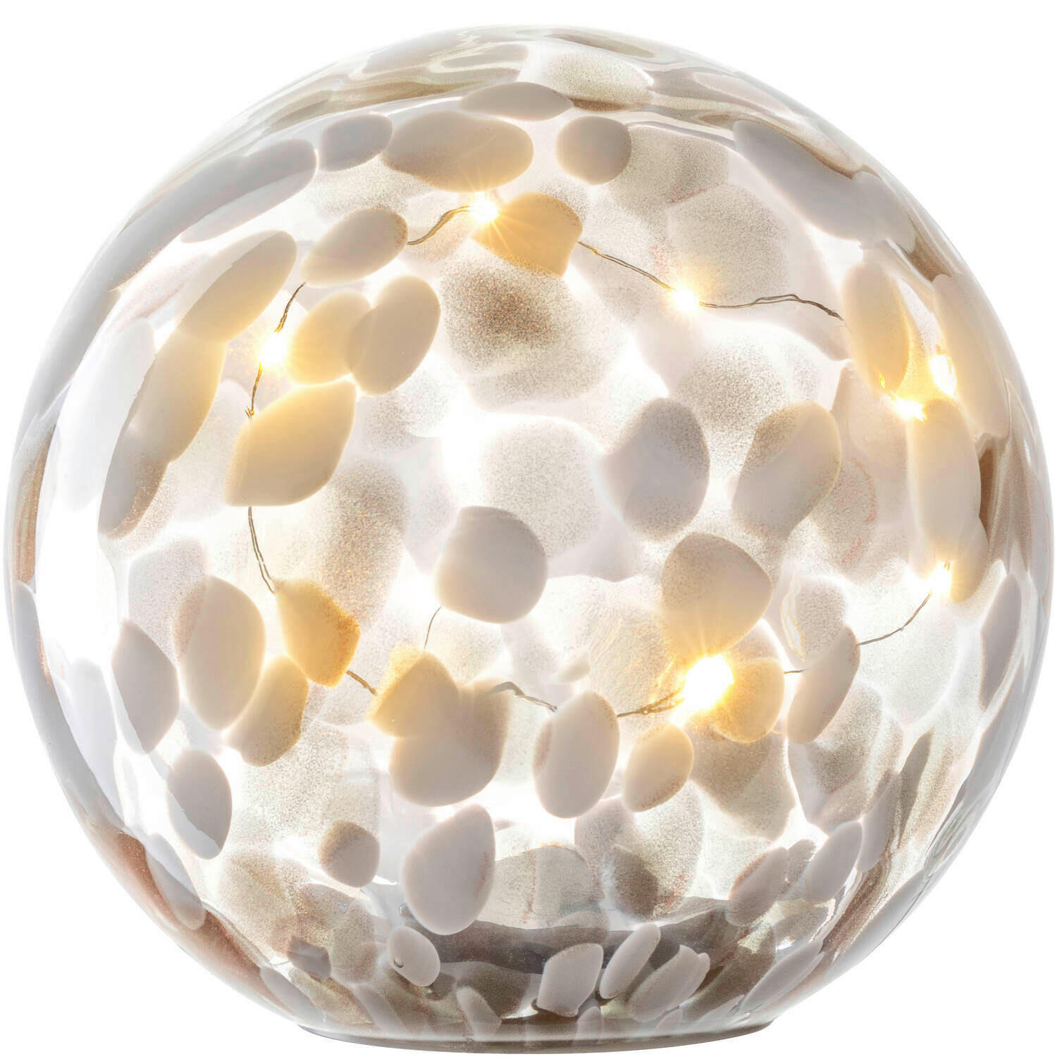 UKRASNA LED LAMPA - providno/bela, Lajfstajl, staklo/plastika (17,40/16,50/17,40cm) - Leonardo