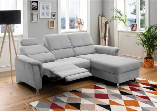 ECKSOFA Silberfarben Mikrofaser - Chromfarben/Silberfarben, MODERN, Textil/Metall (231/165cm) - Livetastic