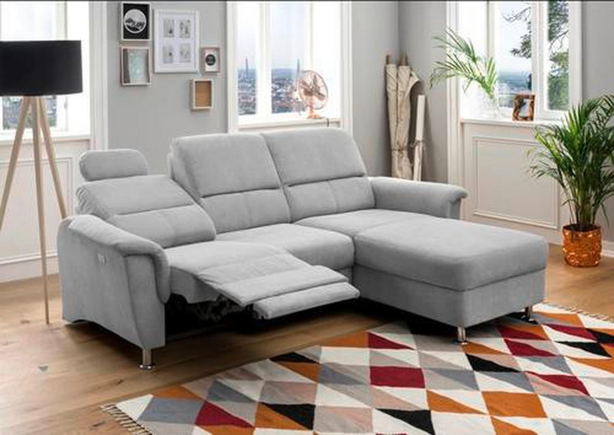 ECKSOFA in Mikrofaser Silberfarben  - Chromfarben/Silberfarben, Modern, Textil/Metall (231/165cm) - Livetastic